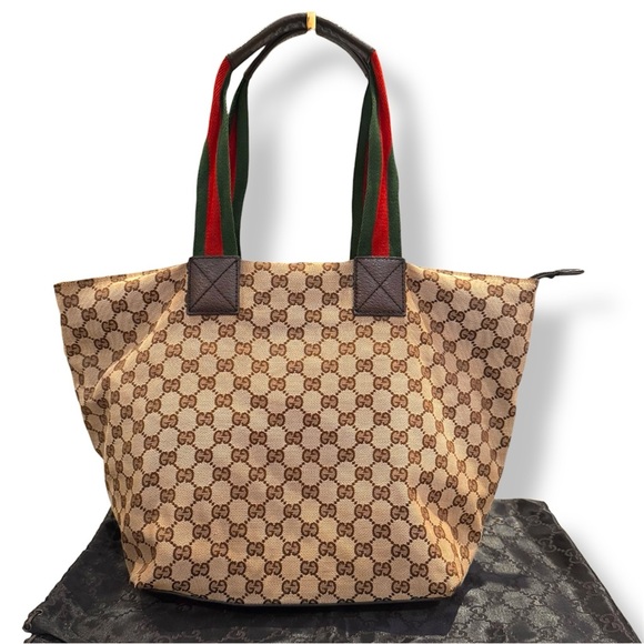 Gucci Handbags - ✨Gucci GG Canvas Leather Tote Bag with CERTIFICATE OF AUTHENTICITY✨
